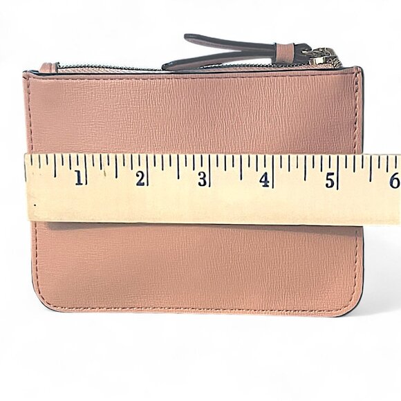 Victoria Secret Rose Zip Cardcase/Key Chain Gold Heart Studded Logo Coin Pocket - Picture 6 of 6